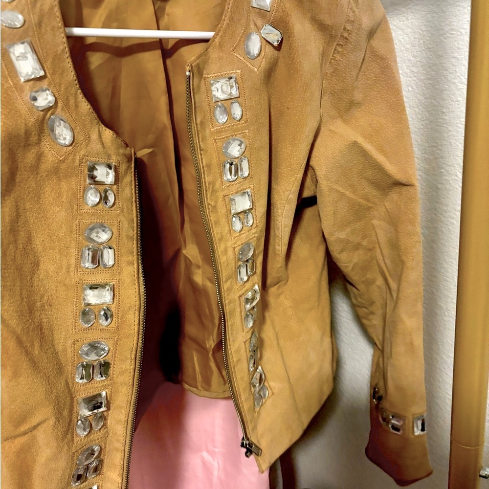Tan suede crystals Boston Proper
